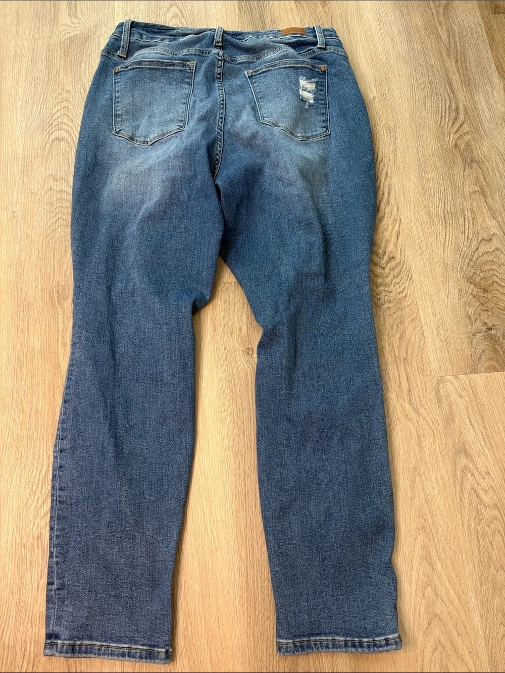 Judy Blue High Waist Cuffed Distressed Boyfriend Jeans Size 16W blue denim comfy